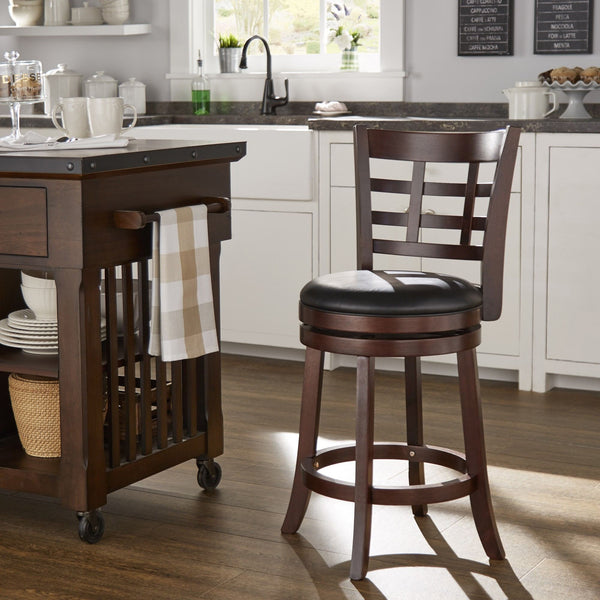 Jaxon Swivel Counter Stool Rubberwood Frame Padded Seat for Kitchen Bars