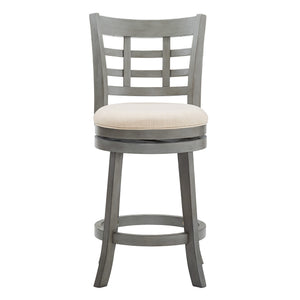 Jaxen Rubberwood Window Back Counter Stool with Cushioned Seat and Footrest for Kitchen