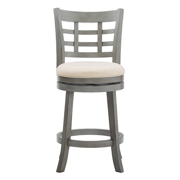 Jaxen Rubberwood Window Back Counter Stool with Cushioned Seat and Footrest for Kitchen