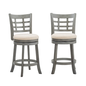 Jaxen Rubberwood Window Back Counter Stool with Cushioned Seat and Footrest for Kitchen
