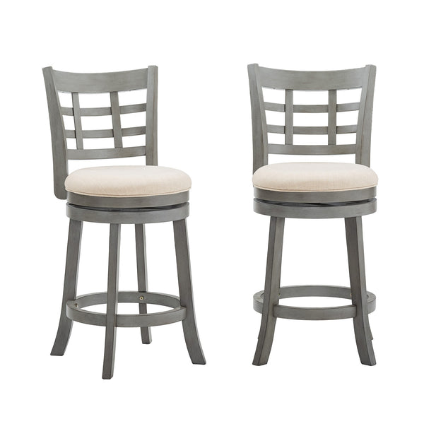 Jaxen Rubberwood Window Back Counter Stool with Cushioned Seat and Footrest for Kitchen