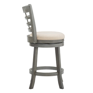 Jaxen Rubberwood Window Back Counter Stool with Cushioned Seat and Footrest for Kitchen