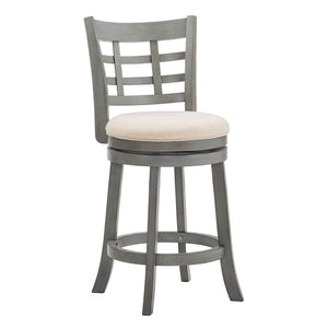 Jaxen Rubberwood Window Back Counter Stool with Cushioned Seat and Footrest for Kitchen