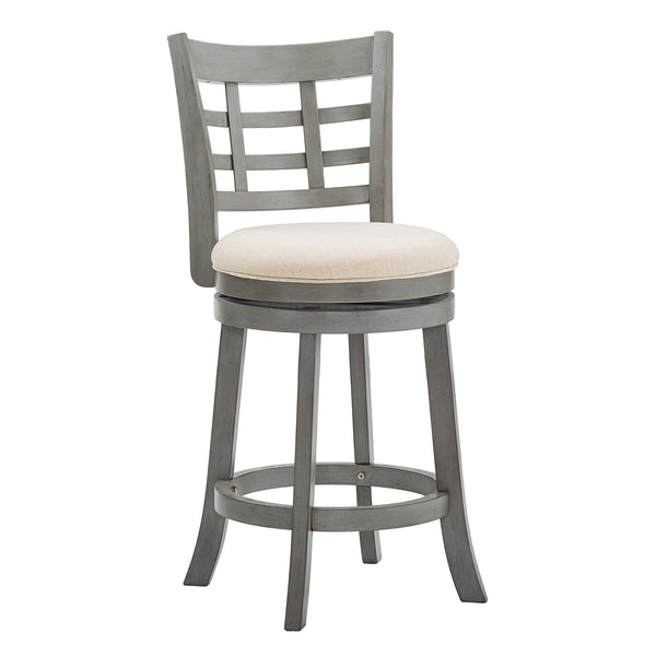 Jaxen Rubberwood Window Back Counter Stool with Cushioned Seat and Footrest for Kitchen