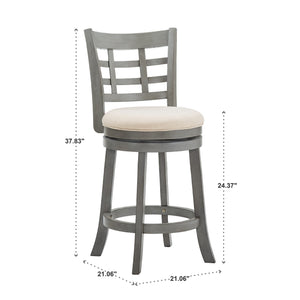 Jaxen Rubberwood Window Back Counter Stool with Cushioned Seat and Footrest for Kitchen
