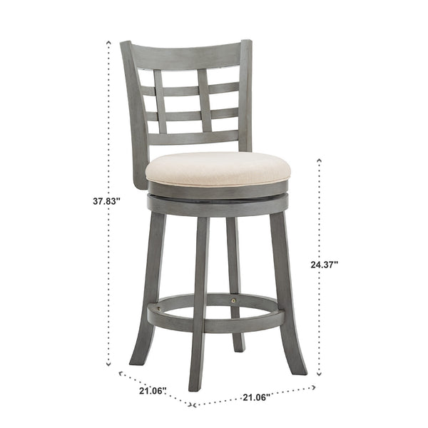 Jaxen Rubberwood Window Back Counter Stool with Cushioned Seat and Footrest for Kitchen