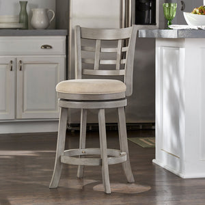 Jaxen Rubberwood Window Back Counter Stool with Cushioned Seat and Footrest for Kitchen