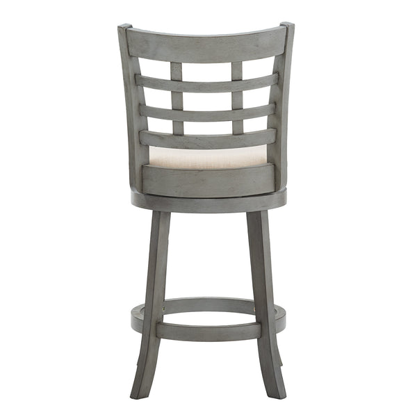 Jaxen Rubberwood Window Back Counter Stool with Cushioned Seat and Footrest for Kitchen