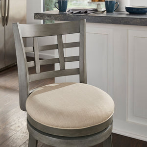 Jaxen Rubberwood Window Back Counter Stool with Cushioned Seat and Footrest for Kitchen