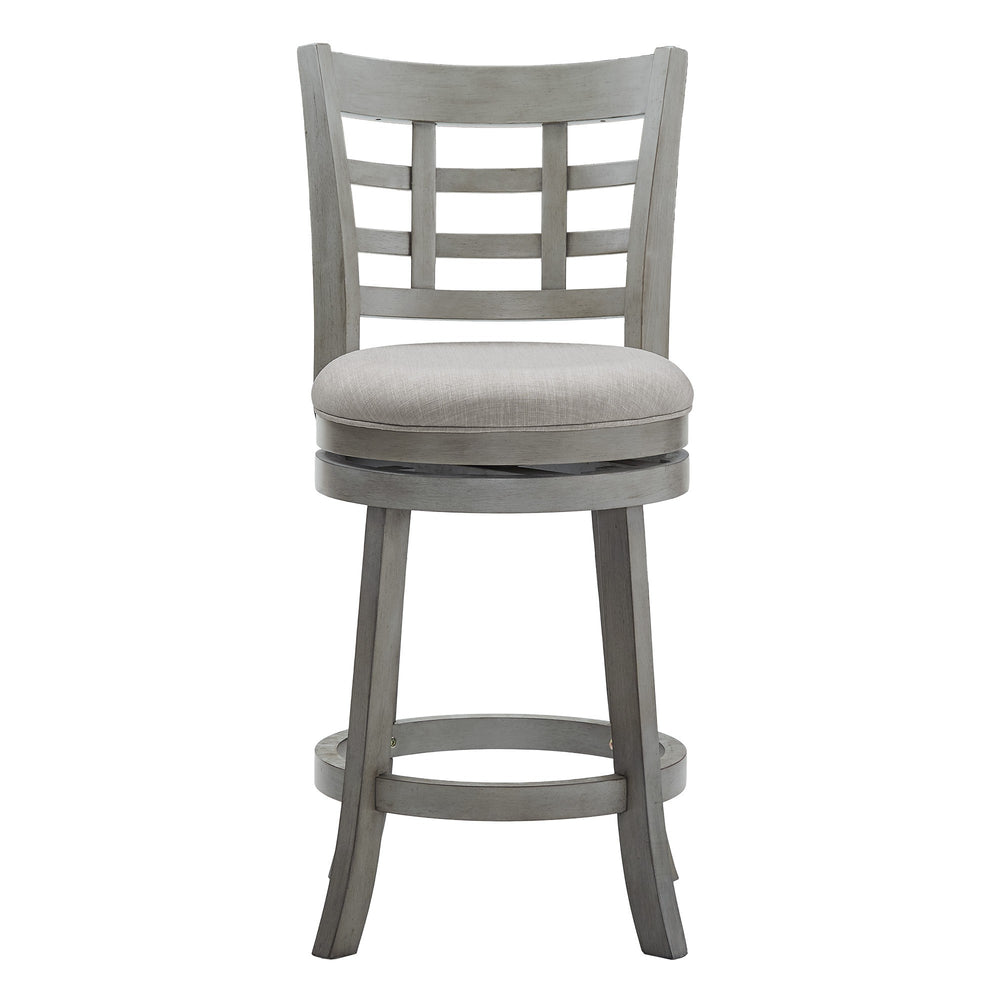Homelegance Jaxen Rubberwood Window Back Counter Stool with Cushioned Seat and Footrest for Kitchen Antique Grey / Grey 032GA-24GL