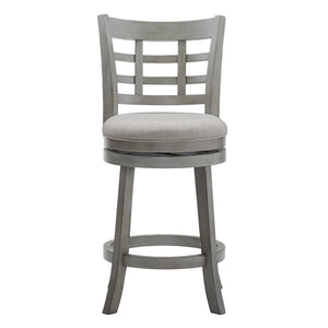 Homelegance Jaxen Rubberwood Window Back Counter Stool with Cushioned Seat and Footrest for Kitchen Antique Grey / Grey 032GA-24GL
