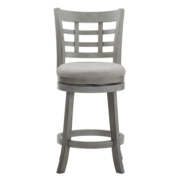 Homelegance Jaxen Rubberwood Window Back Counter Stool with Cushioned Seat and Footrest for Kitchen Antique Grey / Grey 032GA-24GL