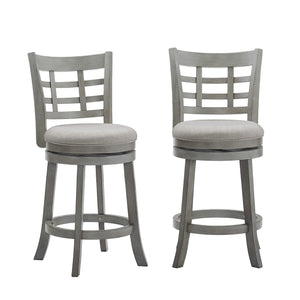 Jaxen Rubberwood Window Back Counter Stool with Cushioned Seat and Footrest for Kitchen