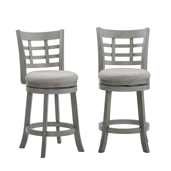 Jaxen Rubberwood Window Back Counter Stool with Cushioned Seat and Footrest for Kitchen