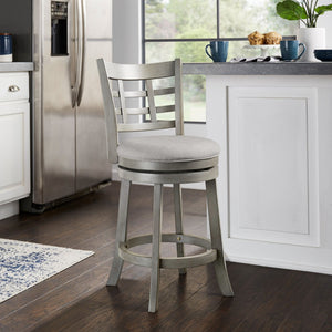 Jaxen Rubberwood Window Back Counter Stool with Cushioned Seat and Footrest for Kitchen