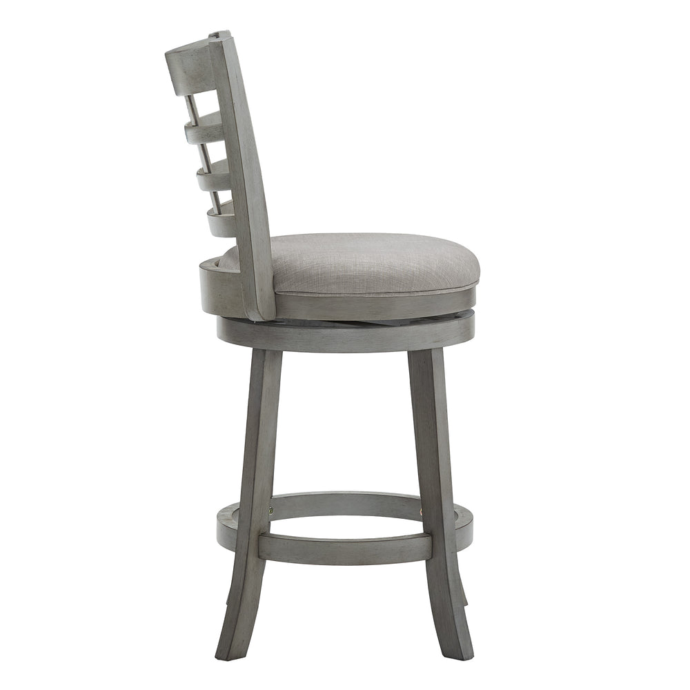 Homelegance Jaxen Rubberwood Window Back Counter Stool with Cushioned Seat and Footrest for Kitchen Antique Grey / Grey 032GA-24GL
