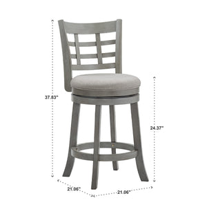 Jaxen Rubberwood Window Back Counter Stool with Cushioned Seat and Footrest for Kitchen