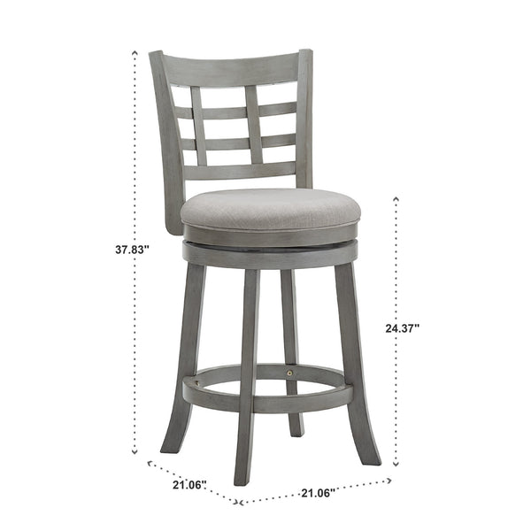 Jaxen Rubberwood Window Back Counter Stool with Cushioned Seat and Footrest for Kitchen