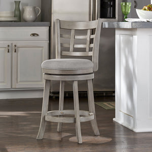 Jaxen Rubberwood Window Back Counter Stool with Cushioned Seat and Footrest for Kitchen