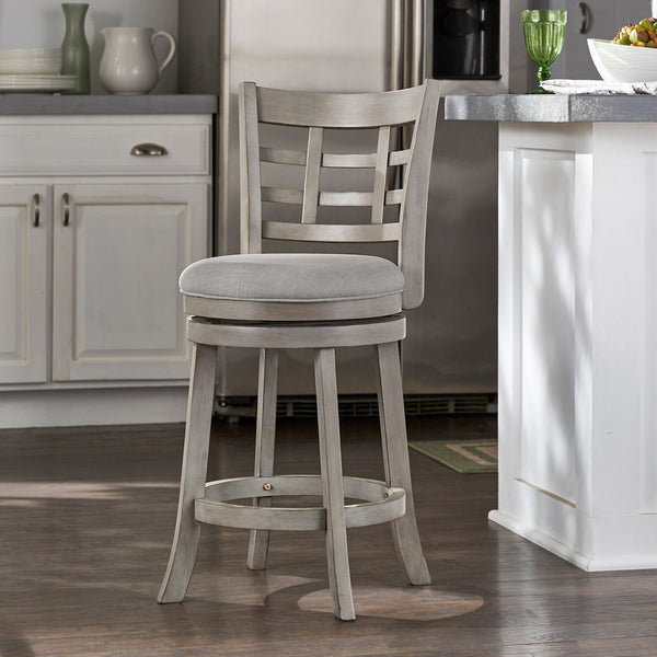 Jaxen Rubberwood Window Back Counter Stool with Cushioned Seat and Footrest for Kitchen