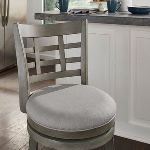 Jaxen Rubberwood Window Back Counter Stool with Cushioned Seat and Footrest for Kitchen