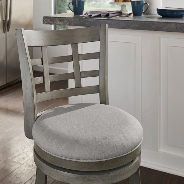 Jaxen Rubberwood Window Back Counter Stool with Cushioned Seat and Footrest for Kitchen