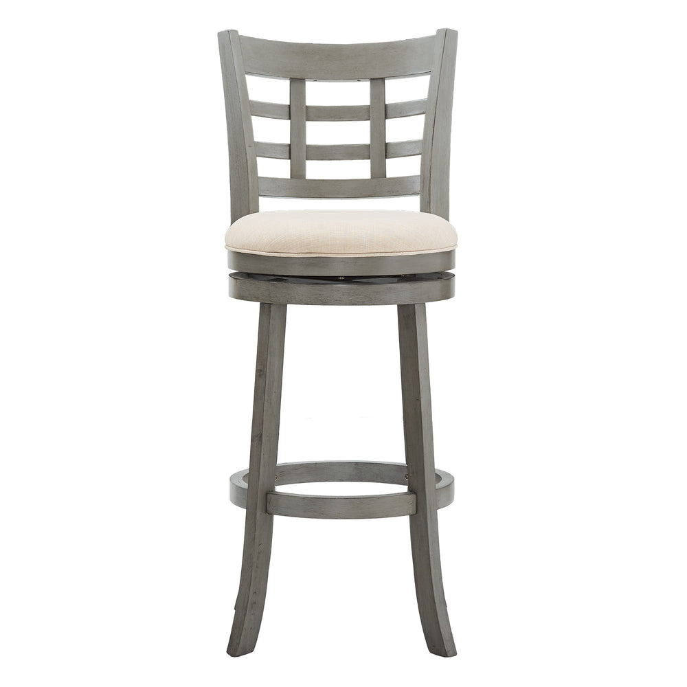 Homelegance Jaxen Swivel Barstool Rubberwood Frame Padded Seat Window Back Kitchen Counter Antique Grey / Beige 032GA-29BL