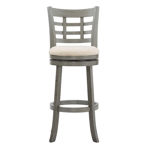 Homelegance Jaxen Swivel Barstool Rubberwood Frame Padded Seat Window Back Kitchen Counter Antique Grey / Beige 032GA-29BL
