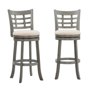 Jaxen Swivel Barstool Rubberwood Frame Padded Seat Window Back Kitchen Counter