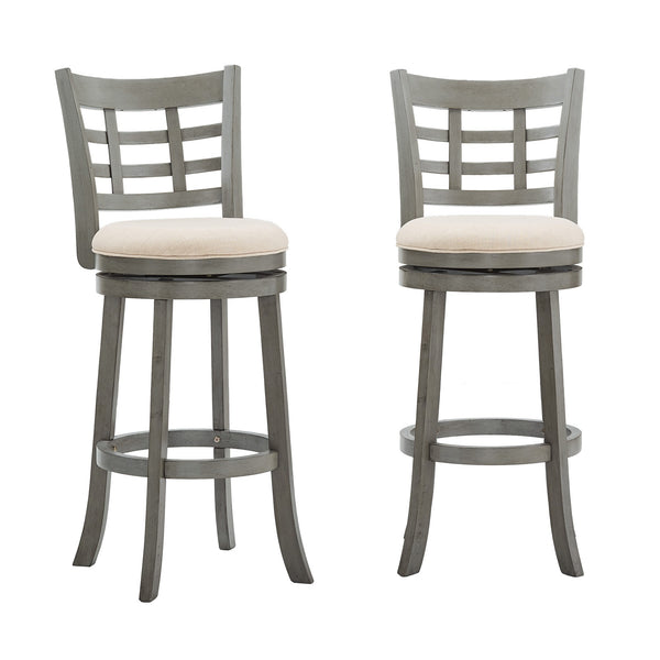 Jaxen Swivel Barstool Rubberwood Frame Padded Seat Window Back Kitchen Counter