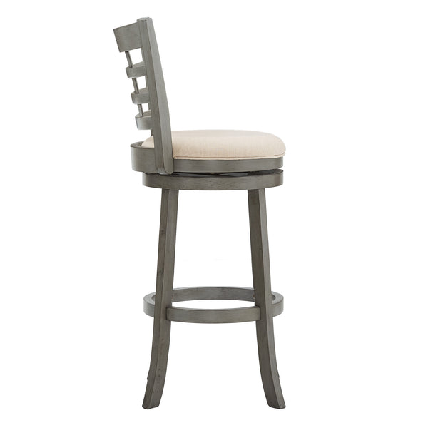 Jaxen Swivel Barstool Rubberwood Frame Padded Seat Window Back Kitchen Counter