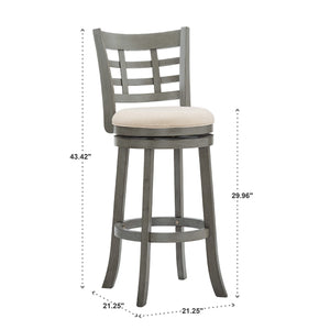 Jaxen Swivel Barstool Rubberwood Frame Padded Seat Window Back Kitchen Counter