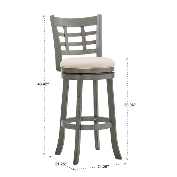 Jaxen Swivel Barstool Rubberwood Frame Padded Seat Window Back Kitchen Counter
