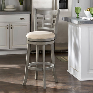 Jaxen Swivel Barstool Rubberwood Frame Padded Seat Window Back Kitchen Counter