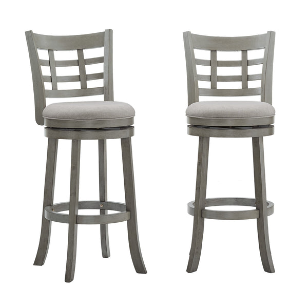 Jaxen Swivel Barstool Rubberwood Frame Padded Seat Window Back Kitchen Counter