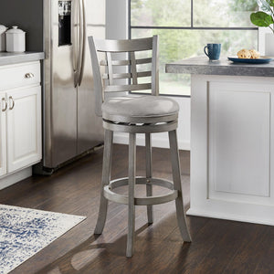 Jaxen Swivel Barstool Rubberwood Frame Padded Seat Window Back Kitchen Counter