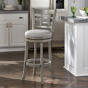 Jaxen Swivel Barstool Rubberwood Frame Padded Seat Window Back Kitchen Counter