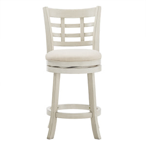 Homelegance Swivel Counter Stool Rubberwood Frame Upholstered Padded Seat for Kitchen Islands Antique White / Beige 032WH-24BL