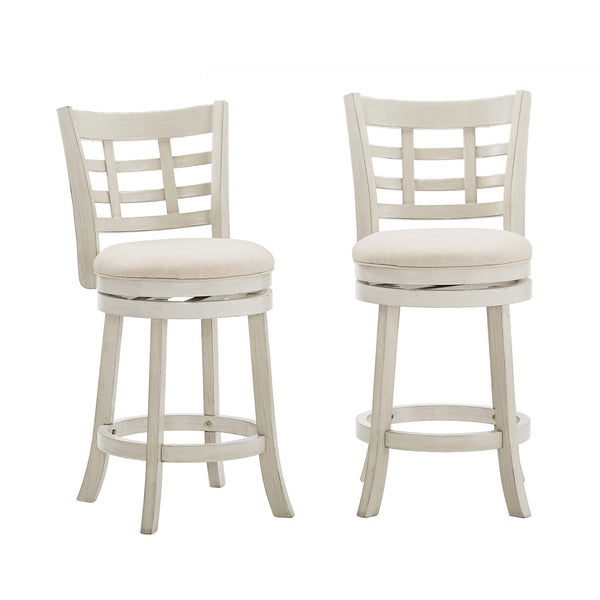 Swivel Counter Stool Rubberwood Frame Upholstered Padded Seat for Kitchen Islands