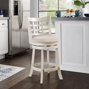 Swivel Counter Stool Rubberwood Frame Upholstered Padded Seat for Kitchen Islands