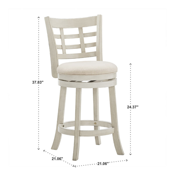 Swivel Counter Stool Rubberwood Frame Upholstered Padded Seat for Kitchen Islands
