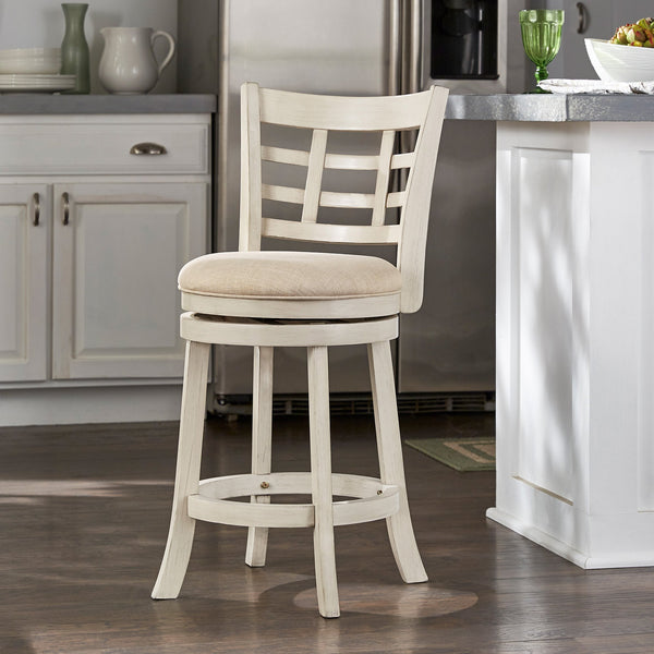 Swivel Counter Stool Rubberwood Frame Upholstered Padded Seat for Kitchen Islands