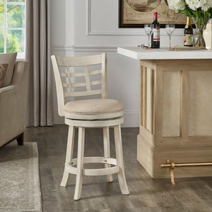 Swivel Counter Stool Rubberwood Frame Upholstered Padded Seat for Kitchen Islands