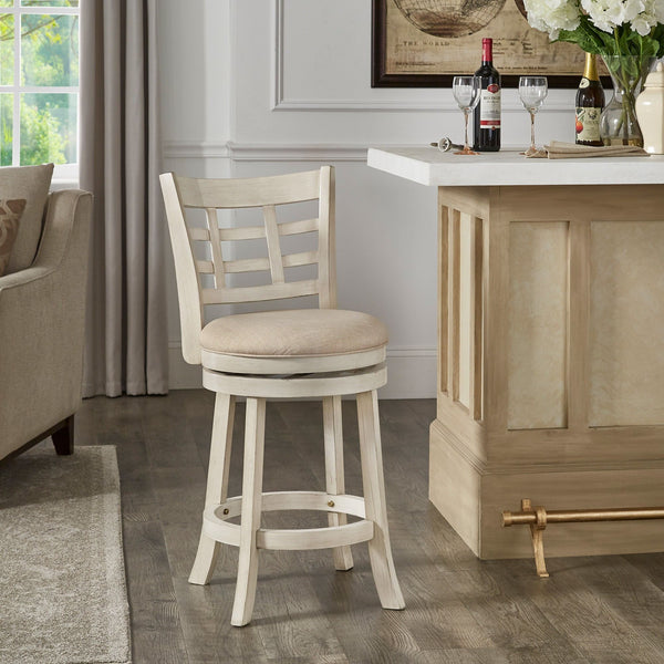 Swivel Counter Stool Rubberwood Frame Upholstered Padded Seat for Kitchen Islands