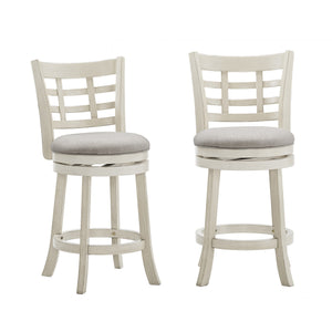 Swivel Counter Stool Rubberwood Frame Upholstered Padded Seat for Kitchen Islands