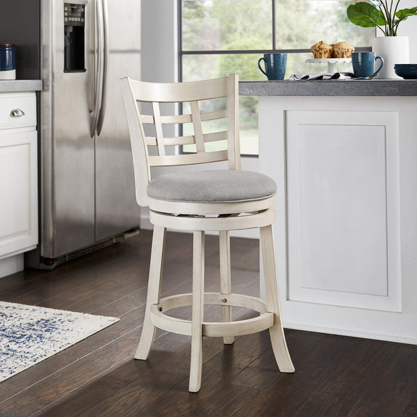 Swivel Counter Stool Rubberwood Frame Upholstered Padded Seat for Kitchen Islands