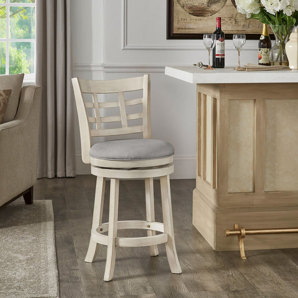 Swivel Counter Stool Rubberwood Frame Upholstered Padded Seat for Kitchen Islands