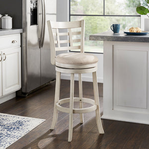 Jaxley Swivel Bar Stool Rubberwood Window Back Cushioned Kitchen Island Seat