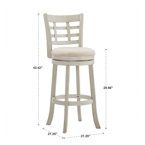 Jaxley Swivel Bar Stool Rubberwood Window Back Cushioned Kitchen Island Seat