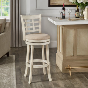 Jaxley Swivel Bar Stool Rubberwood Window Back Cushioned Kitchen Island Seat